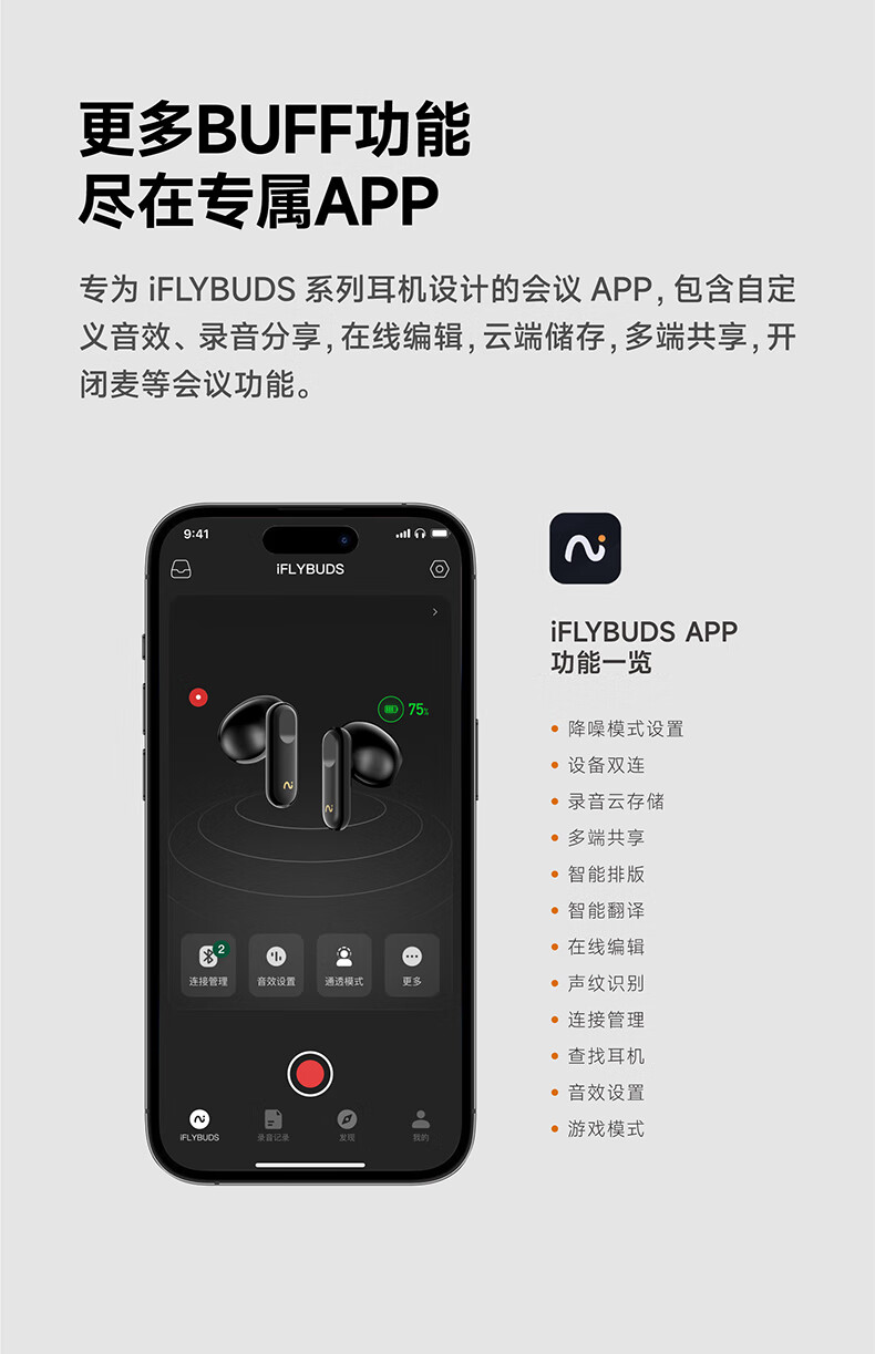 科大讯飞(iFLYTEK)录音降噪会议蓝牙耳机 科大讯飞(iFLYTEK)录音降噪会议蓝牙耳机